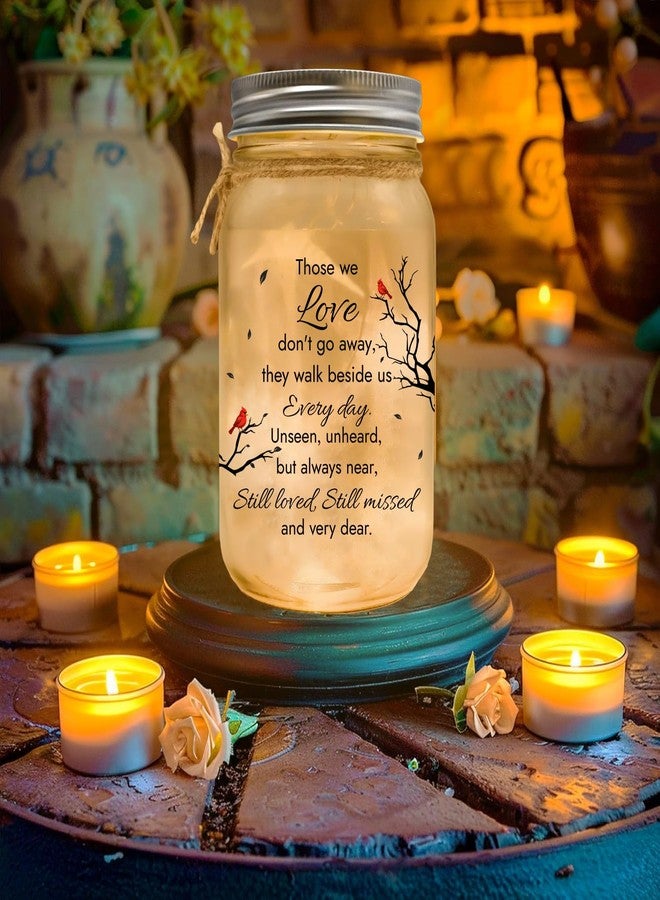 2IMT Those We Love Don't Go Away, Memorial Gifts for Loss Of Mom, Dad Son Husband, Bereavement Gift Idea Memory Lamps Sympathy Memory Gifts for Loss Loved Ones Red Cardinal In Loving Memory Mason Jar Light - Image 4
